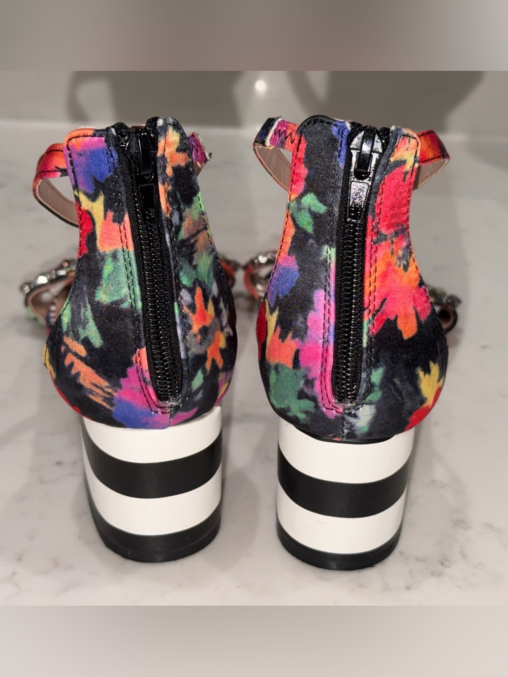Betsey Johnson Multicolor Jeweled Ankle-Strap Block Heels - Picture 6 of 7